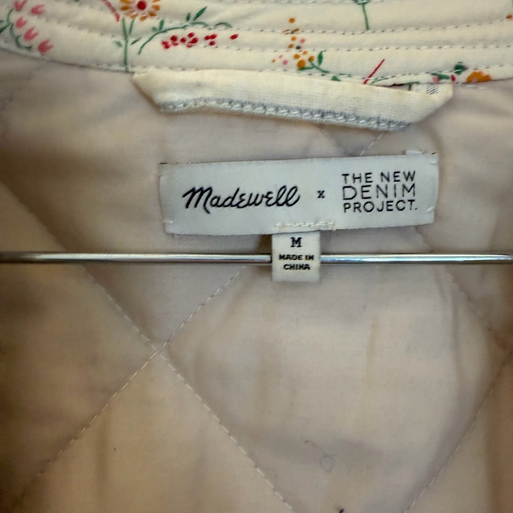 Madewell x New Denim Project Quilted Floral-Trim Jacket in Cream & Light Blue - Picture 6 of 15